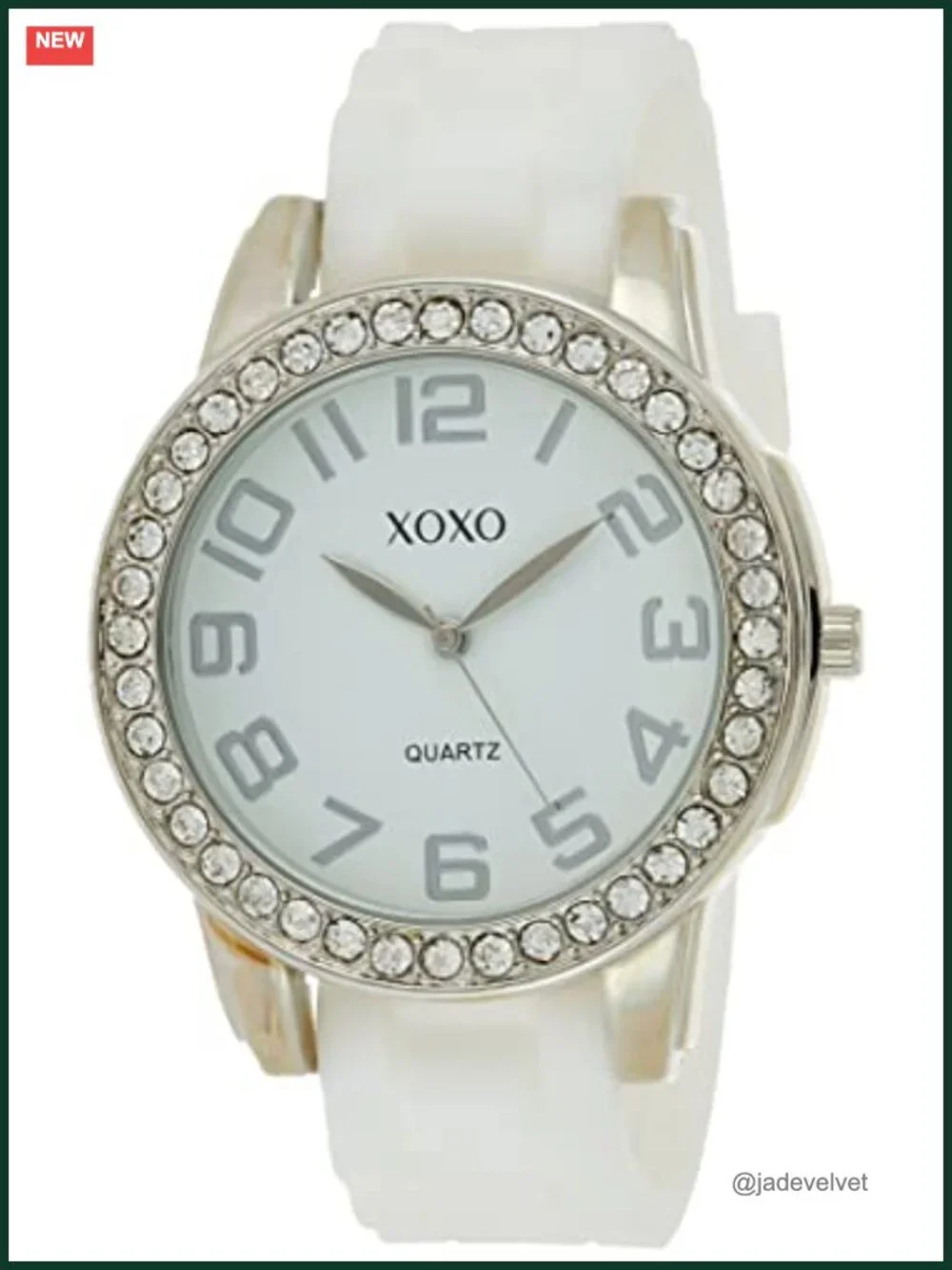 Silver-Tone Analog Watch Crystal-Accent Bezel 7 Interchangeable Silicone Bands